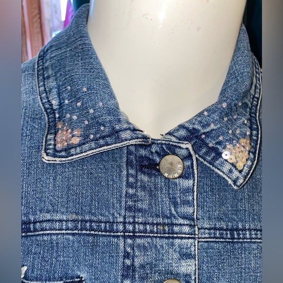 Kickit Large flower embroidered jean jacket women’s - Picture 2 of 10